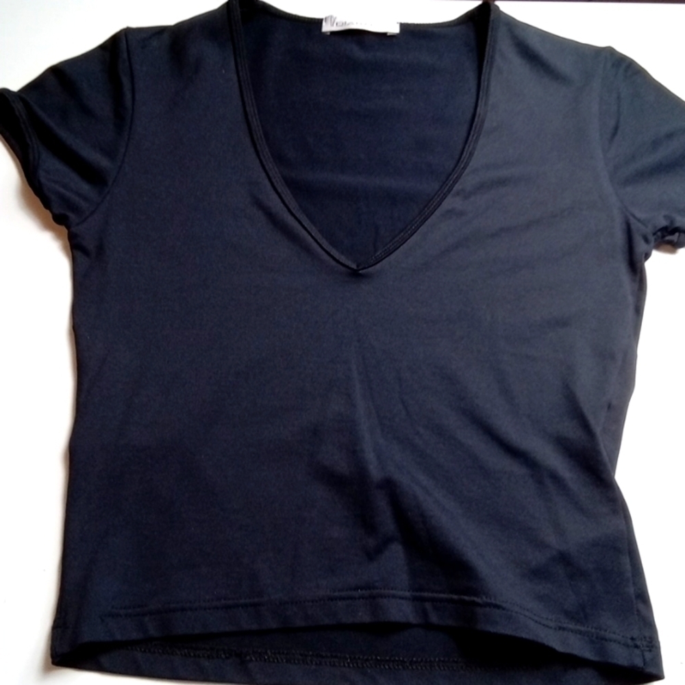 Diabless Vintage Black Silky Bodycon T-shirt Like New Small Gorgeous Soft.